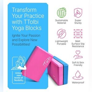 NEW Yoga Blocks 2 Pack Set Dance Stretch Band & Guide Non-Slip EVA Foam Block
